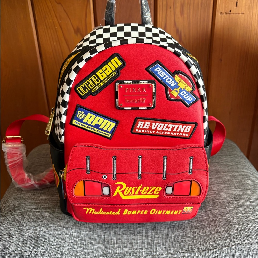 Loungefly Red Pixar Cars Patch Backpack BRAND NEW WITH TAGS (Lightning McQueen)